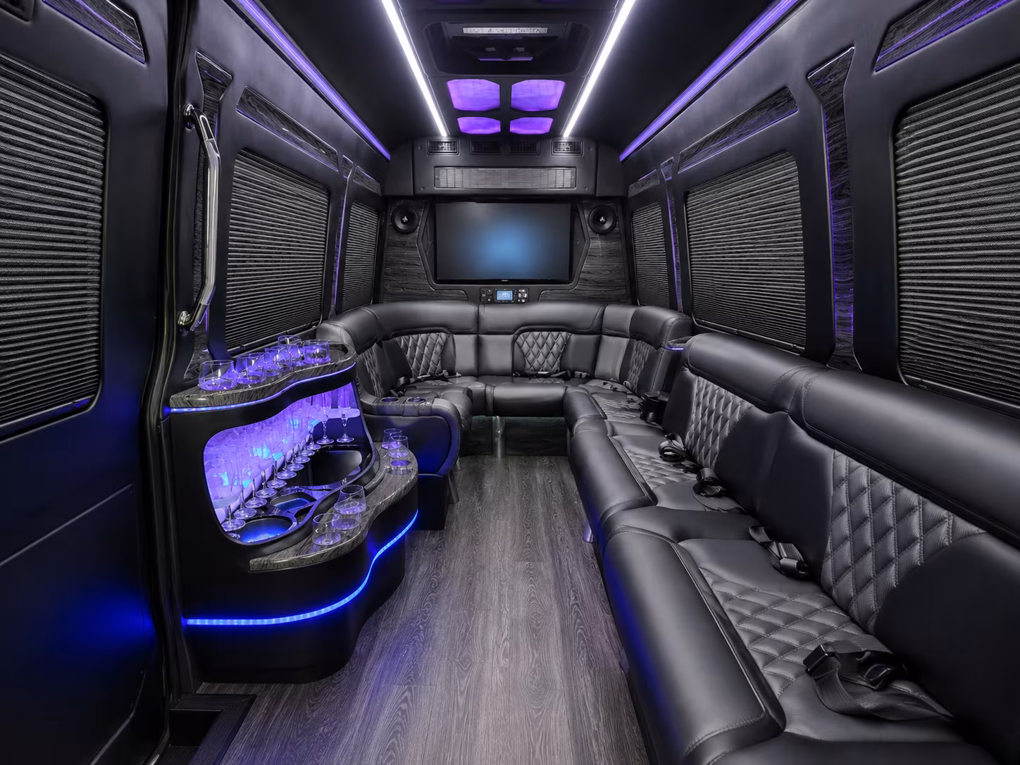 north charleston 50 passenger party bus inside